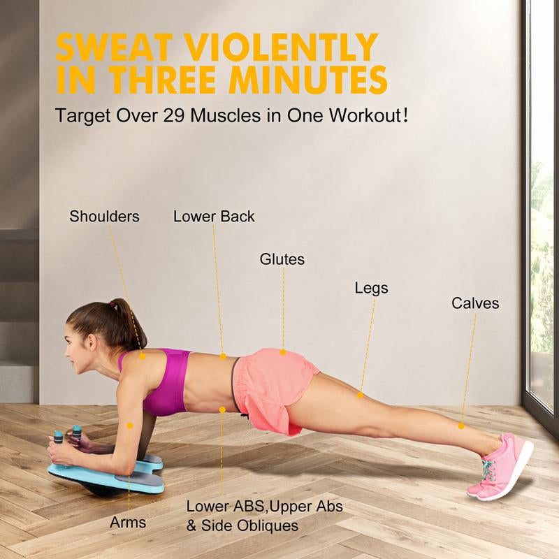 Core Trainer Plank Board & Wobble Balance Board - Adjustable Home Fitness Equipment for Core Strength, Balance Training, and Full-Body Workouts